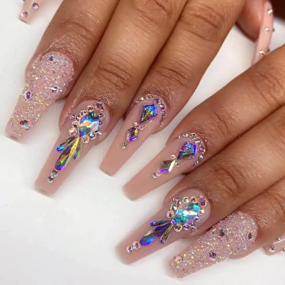 Crystal rhinestone nail art